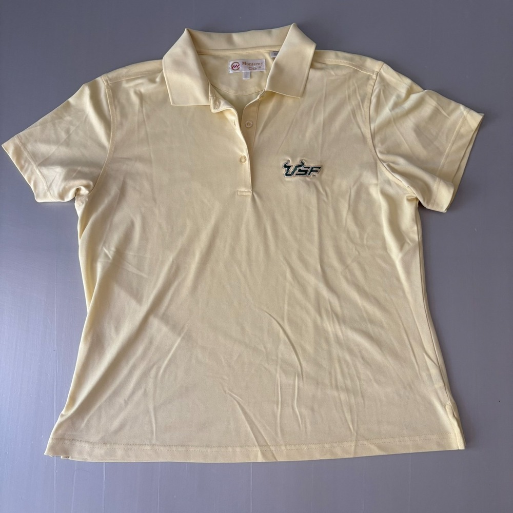 USF Polo Shirt Women L Yellow Green South‎ Florida University Golf Activewear